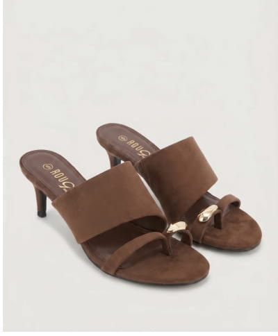 Shop Metallic Toe Loop Mid Heel Thong Sandals