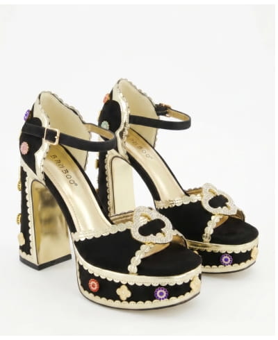Shop Block Heel Platform Sandals with Gemstones