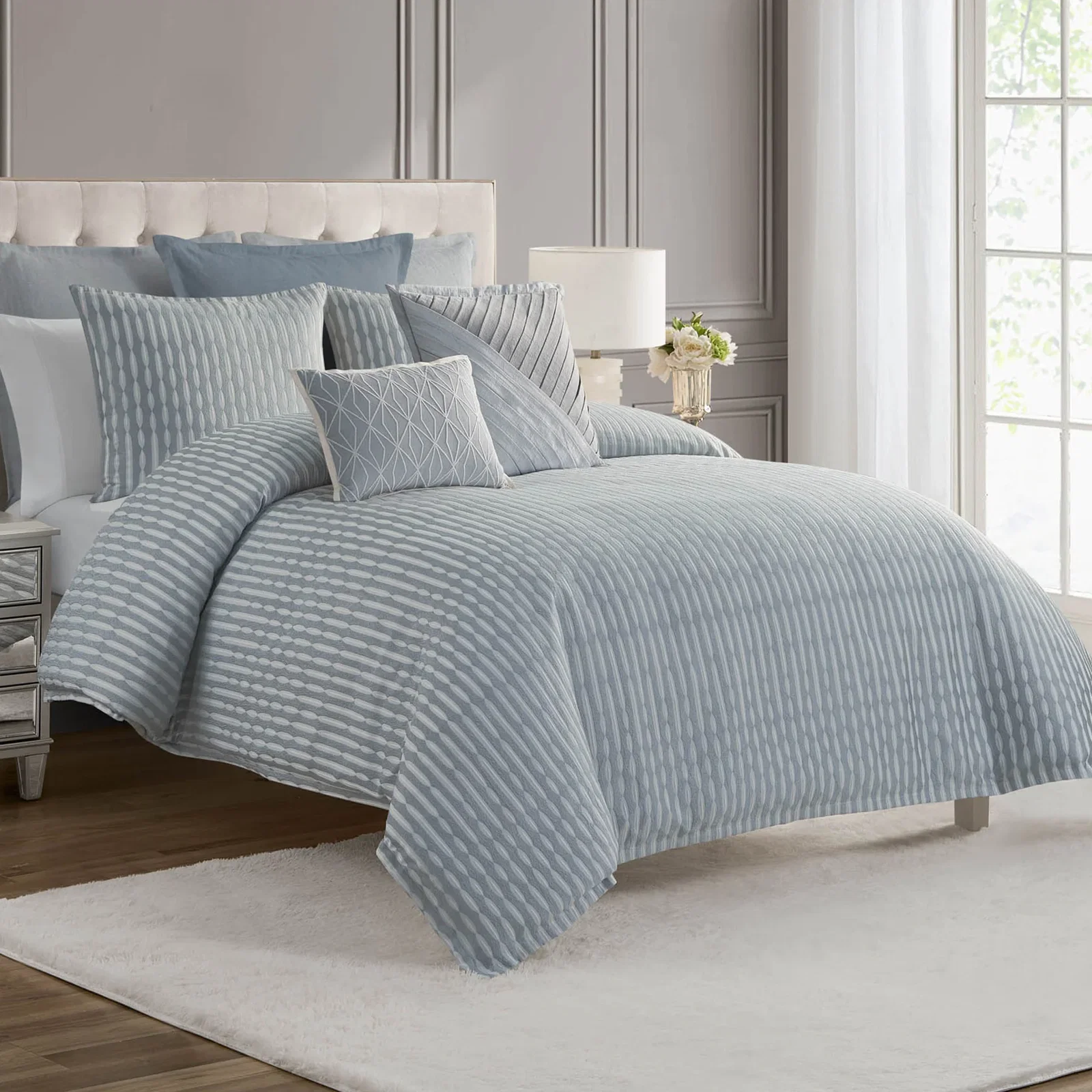 Waterford Aretha Blue 3 Piece Comforter Set