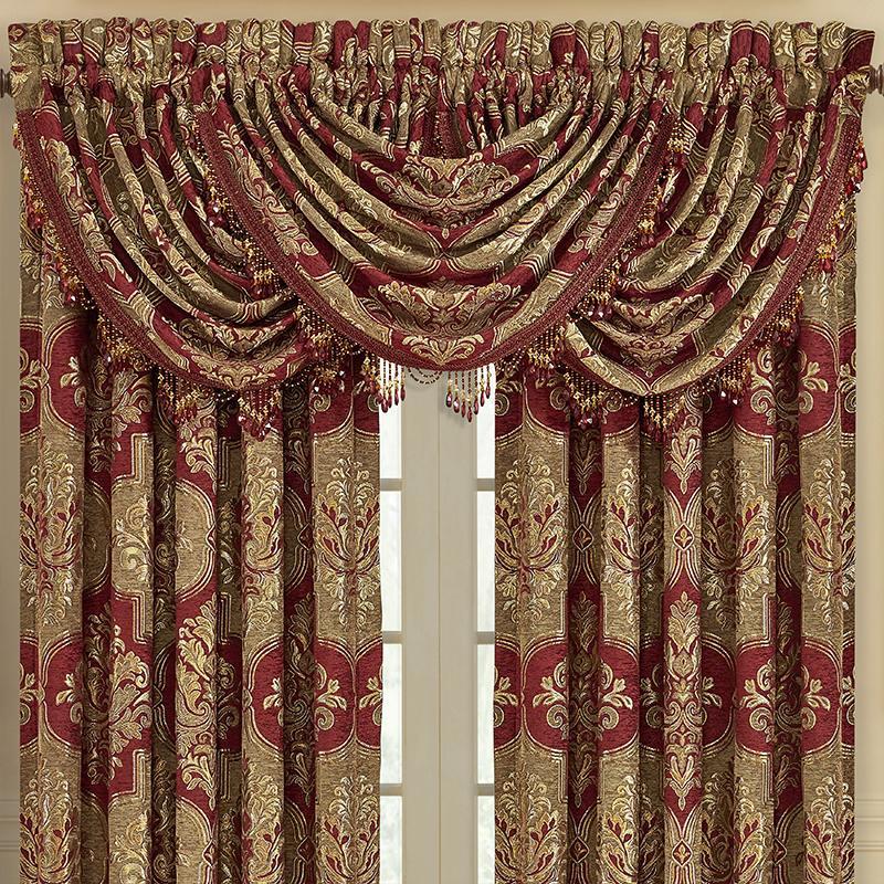 J Queen Maribella Crimson Waterfall Window Valance