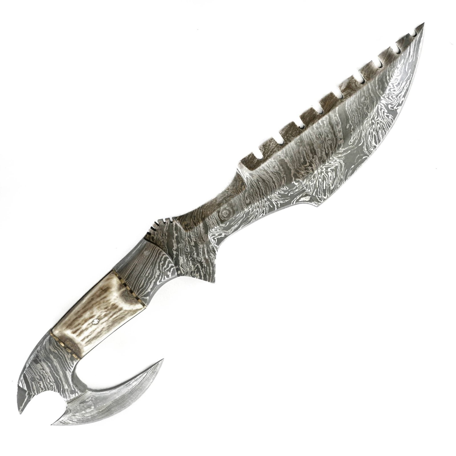 Tracker Knife — Double-bladed Damascus steel