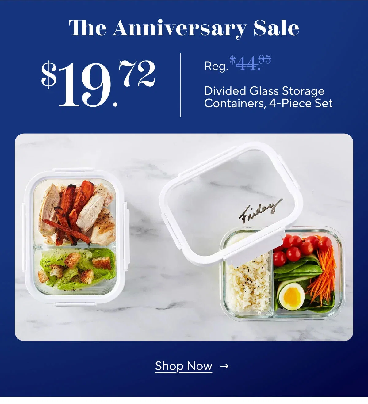 Sur La Table Divided Glass Storage Containers, 4-Piece Set