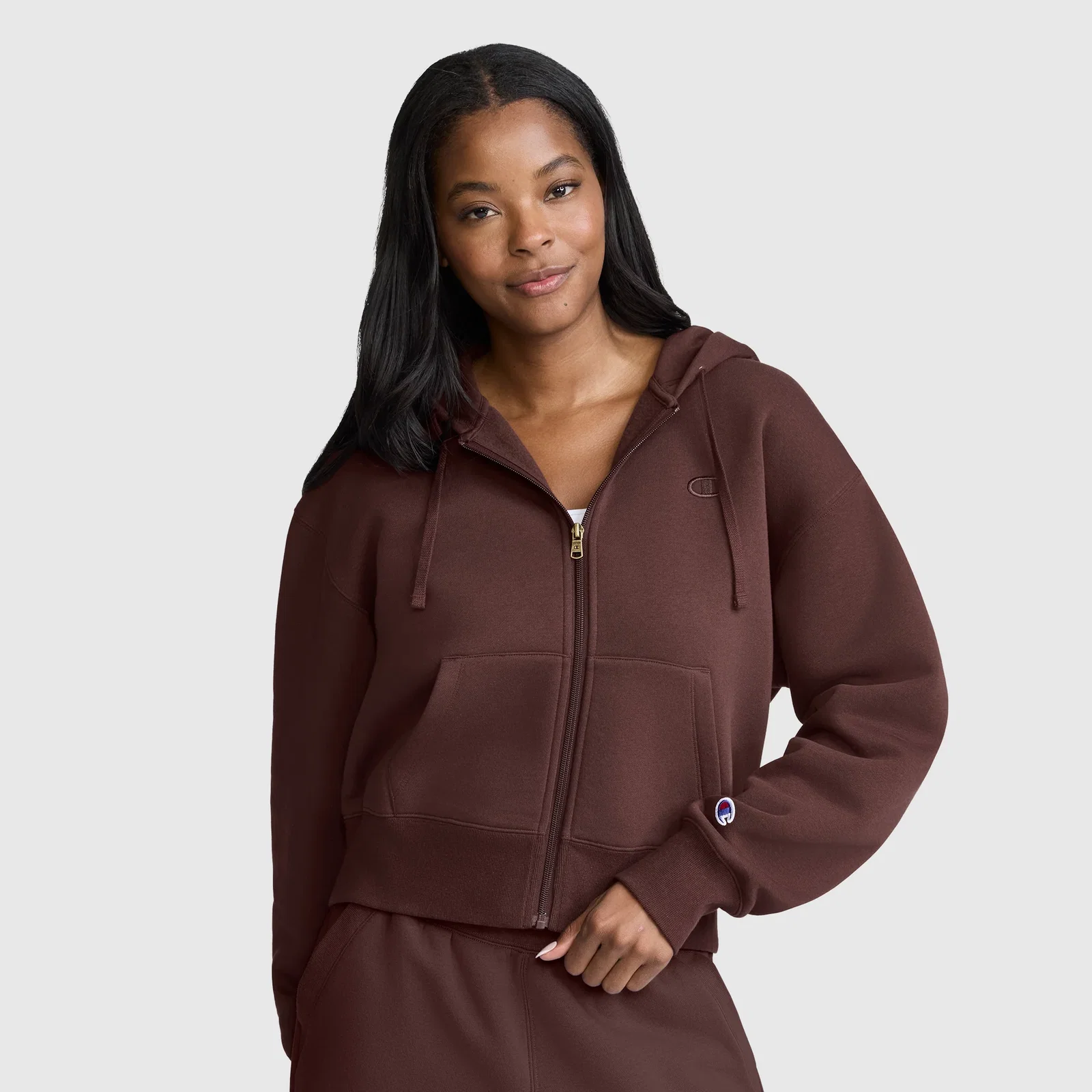 Image of Cropped Zip-Up Hoodie