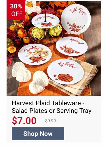 Harvest Plaid Tableware - Salad Plates or Serving Tray