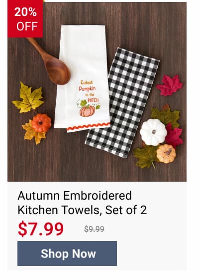 Autumn Embroidered Kitchen Towels, Set of 2