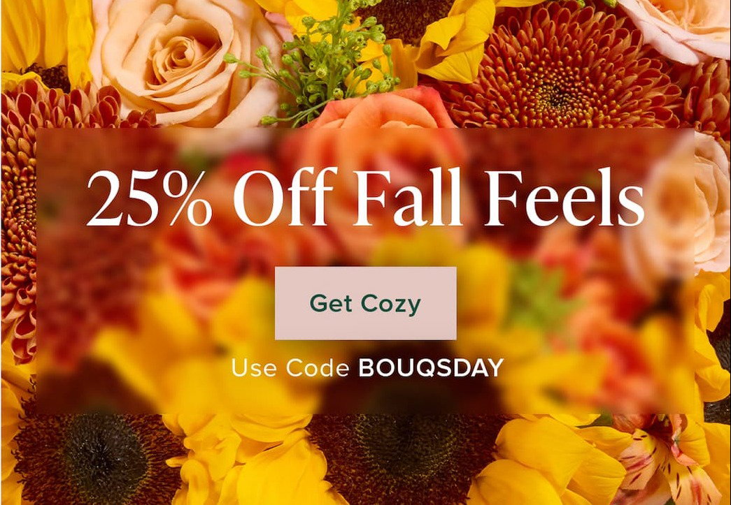25% Off Fall Feels. Get Cozy. Use Code BOUQSDAY