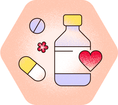 Illustration von Arzneimitteln als Symbol für Gesundheit und Wohlbefinden.
