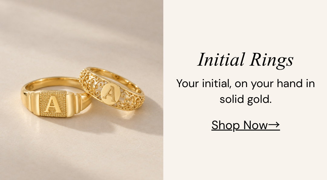 Initial Rings. Your initial, on your hand in solid gold.
