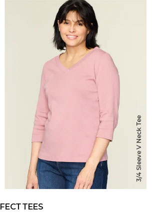 3/4 Sleeve Tee Wide Trim V Neck Perfect Tee