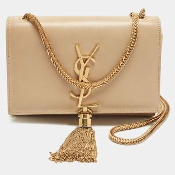 Kate Tassel Small Beige Leathe