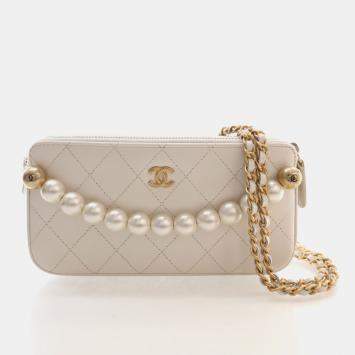 Chic Pearls Quilted Lambskin L