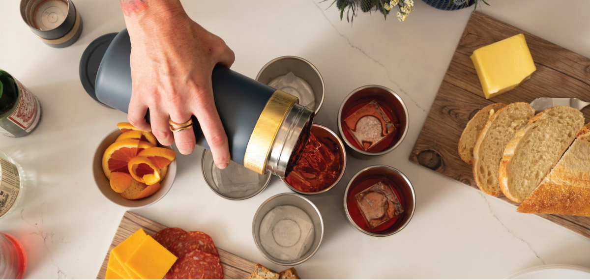Highball Shaker™ , Firelight Tumbler 2-Pack, and Twin Carry Tote