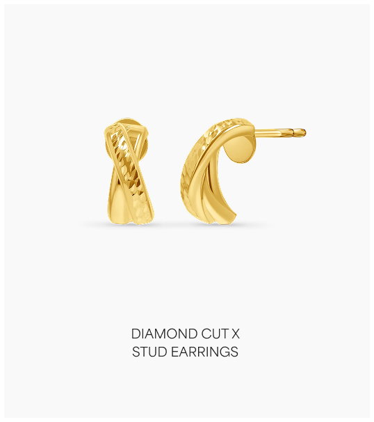 Diamond Cut X Stud Earrings