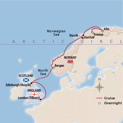 In Search of Northern Lights map