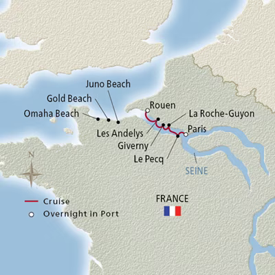 Paris & the Heart of Normandy map