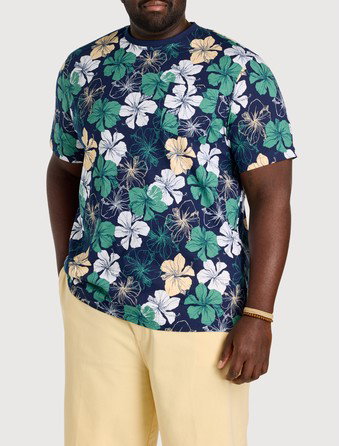 Moisture-Wicking Floral Print Pocket T-Shirt