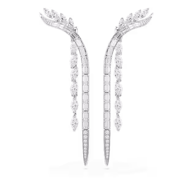 Mesmera earrings, Mixed cuts, White, Rhodium plated