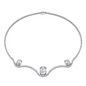 Octagon necklace, Lab-grown diamonds 19.90 ct tw, Octagon shape, 18K white gold