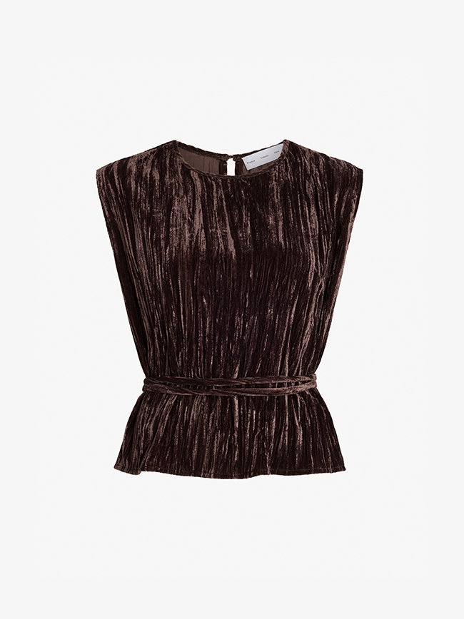 Lyra Top in Crushed Velvet in Coffee