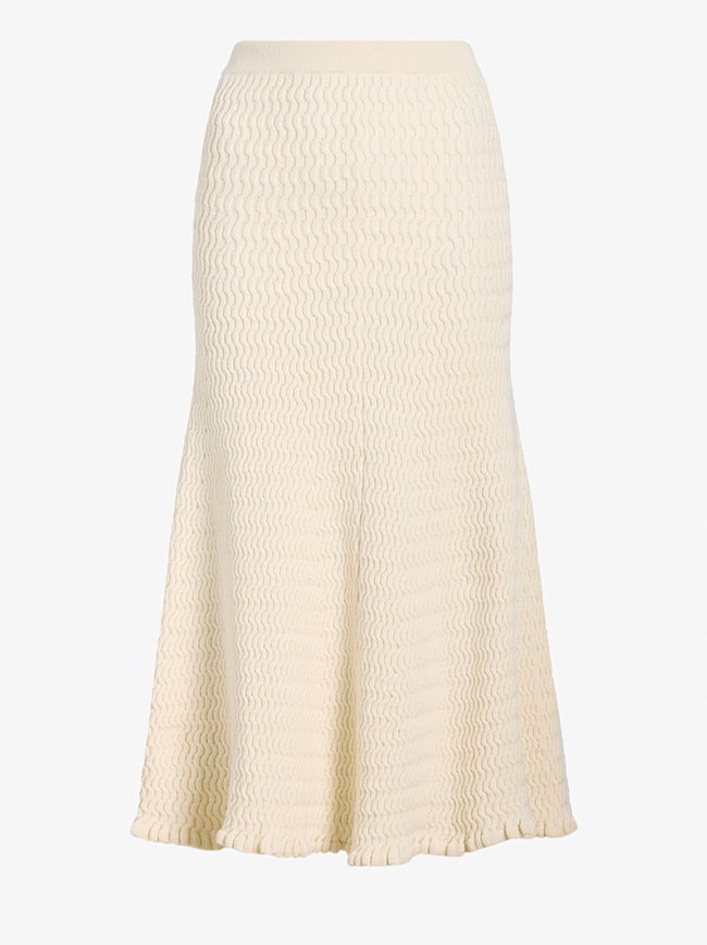 Magnolia Skirt in Cable Knit in Vanilla