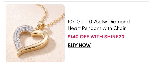 10K Gold 0.25ctw Diamond Heart Pendant with Chain – $140 Off with SHINE20