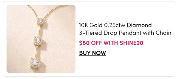 10K Gold 0.25ctw Diamond 3-Tiered Drop Pendant with Chain – $80 Off with SHINE20