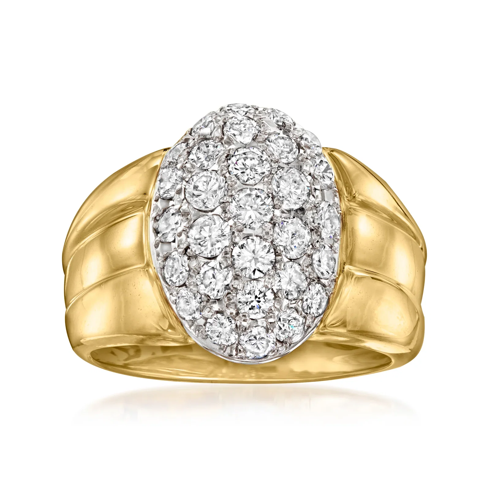 Image of C. 1980 Vintage 1.26 ct. t.w. Diamond Cluster Ring in 18kt Yellow Gold. Size 6