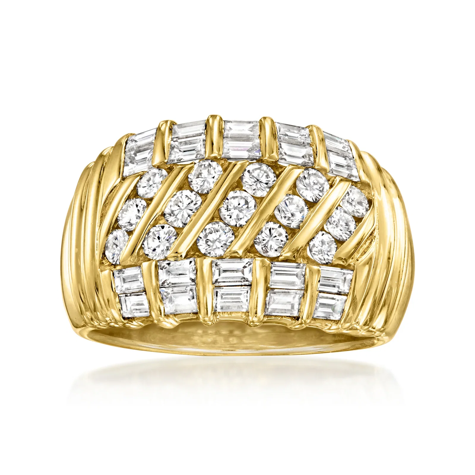 Image of C. 1990 Vintage 2.30 ct. t.w. Diamond Ring in 18kt Yellow Gold. Size 8