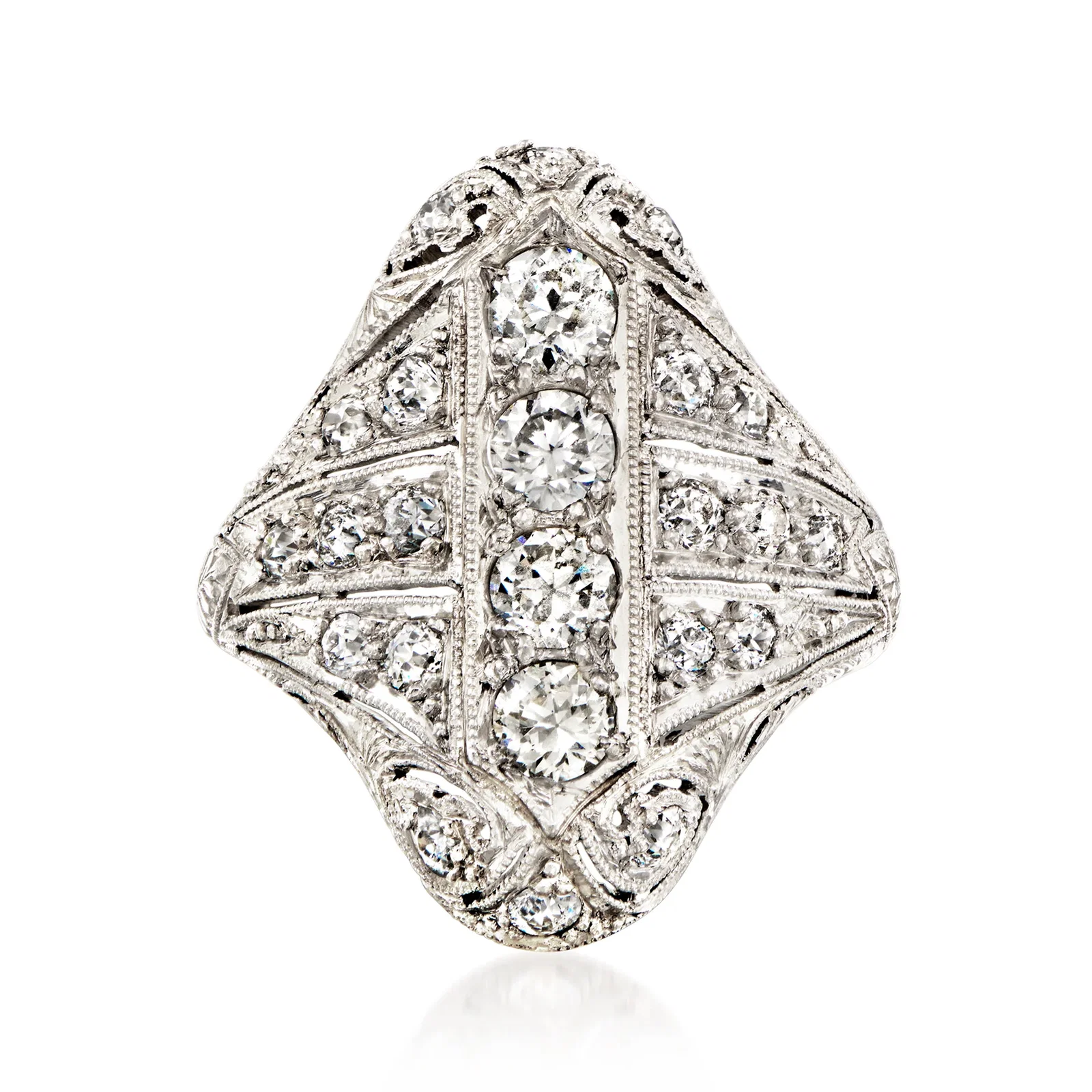 Image of C. 1980 Vintage 1.35 ct. t.w. Diamond Ring in Platinum. Size 5.5