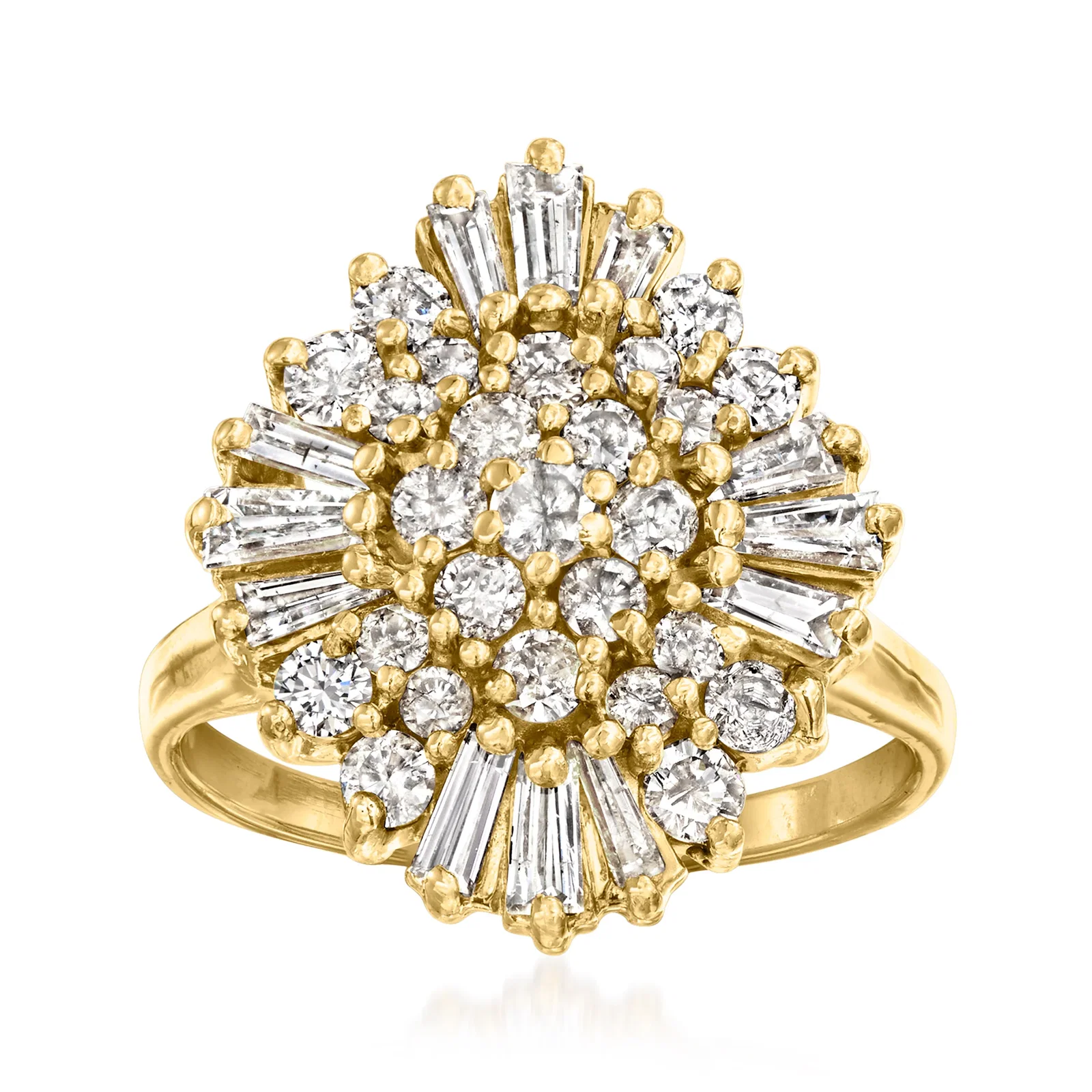 Image of C. 2000 Vintage 1.60 ct. t.w. Diamond Cluster Ring in 14kt Yellow Gold. Size 7