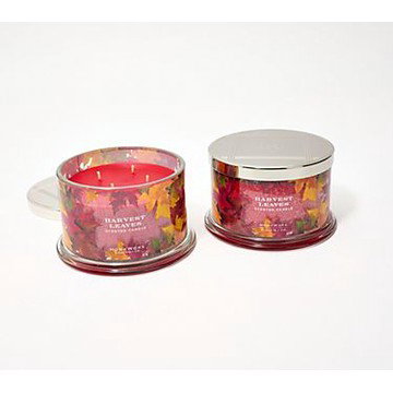HomeWorx by Slatkin + Co. S/2 18oz Harvest Leaves Candles