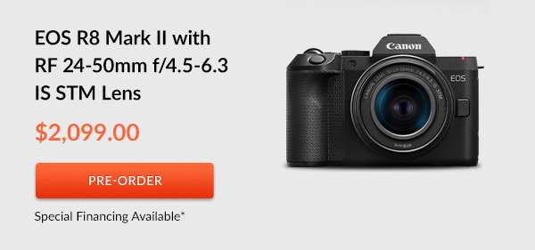 EOS R8 Mark II with RF 24-50mm f/4.5-6.3 IS STM Lens | Pre-Order