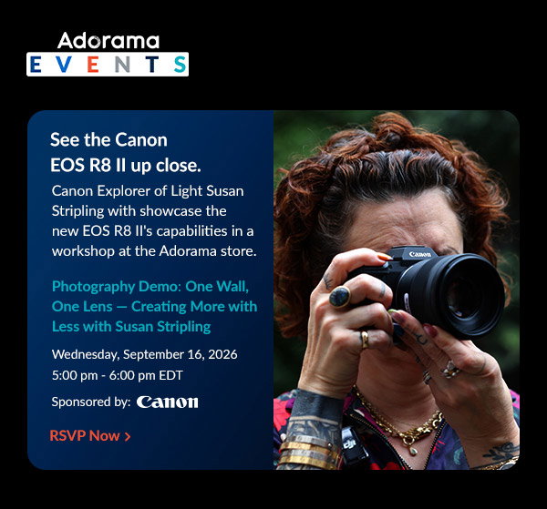 Photography Demo: One Wall, One Lens — Creating More with Less with Susan Stripling | Date: Wednesday, September 16, 2026 · 5:00 pm - 6:00 pm EDT