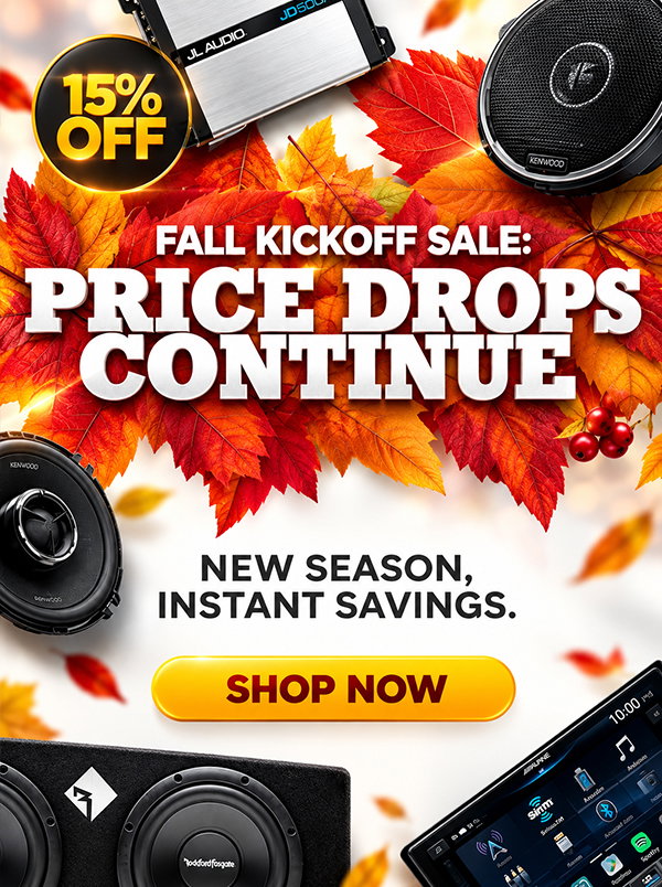 The savings aren't stopping. Get 15% OFF select top car audio gear with instant markdowns at checkout!