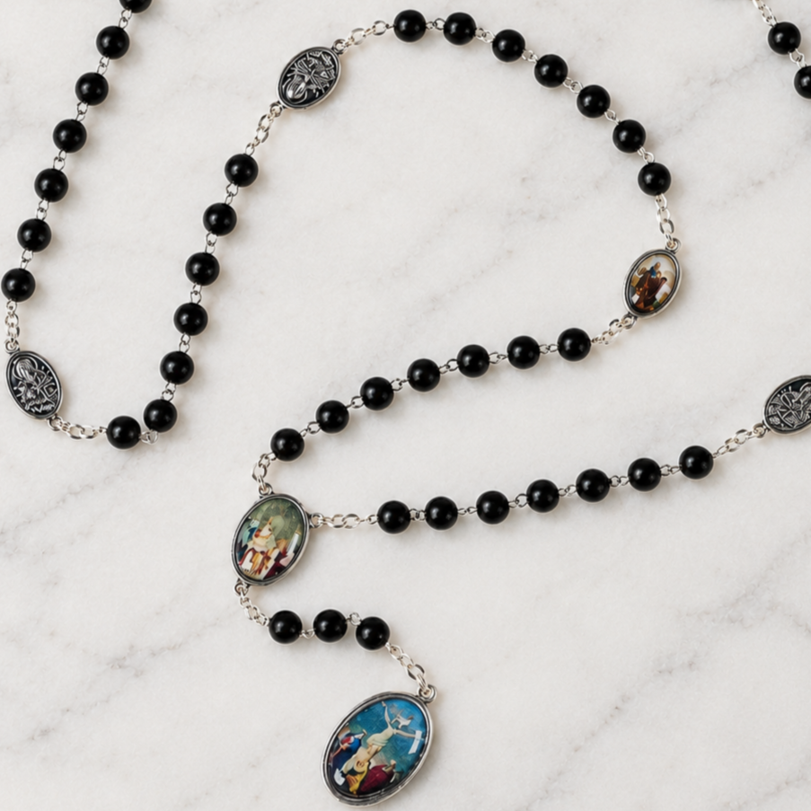 Black Wood & Silver Seven Sorrows Chaplet
