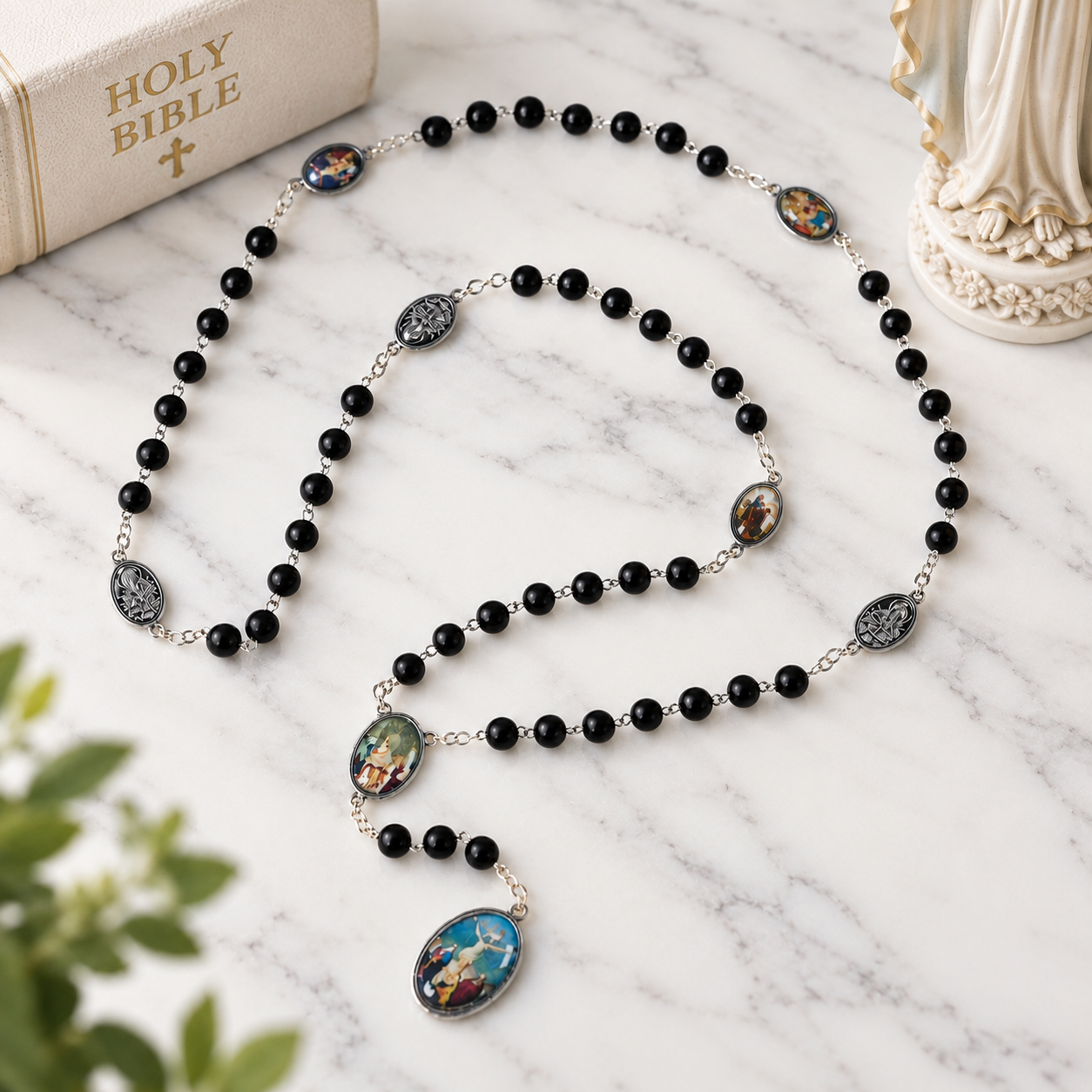 Black Wood & Silver Seven Sorrows Chaplet