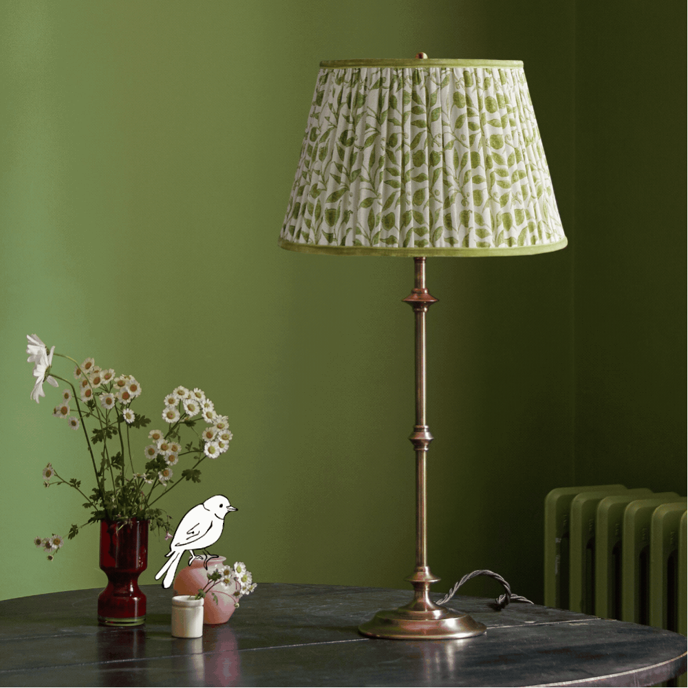 18 inch straight empire shade in thyme rosehip linen by morris & co
