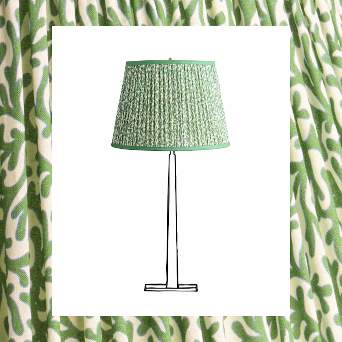 16 inch straight empire shade in green blue tuffley gathered cotton by gp & j baker