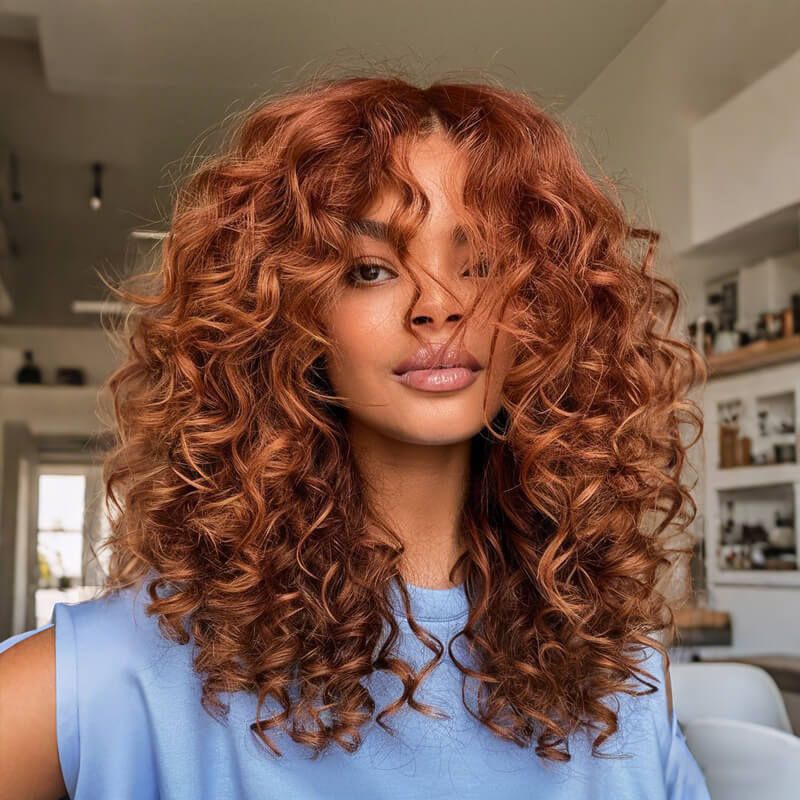 Copper Curly with Volume Lace Front Human Hair Wigs