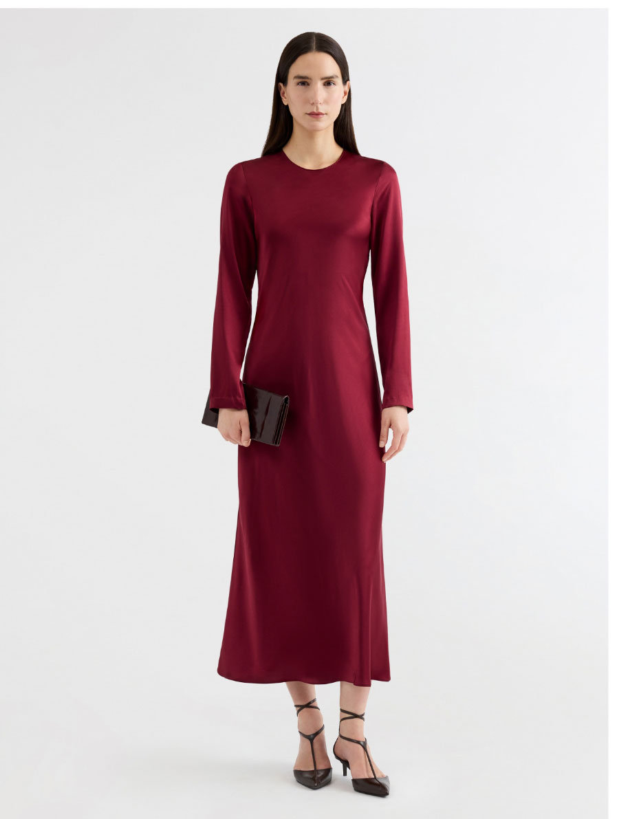 Longsleeve Bias Dress in Silk Charmeuse