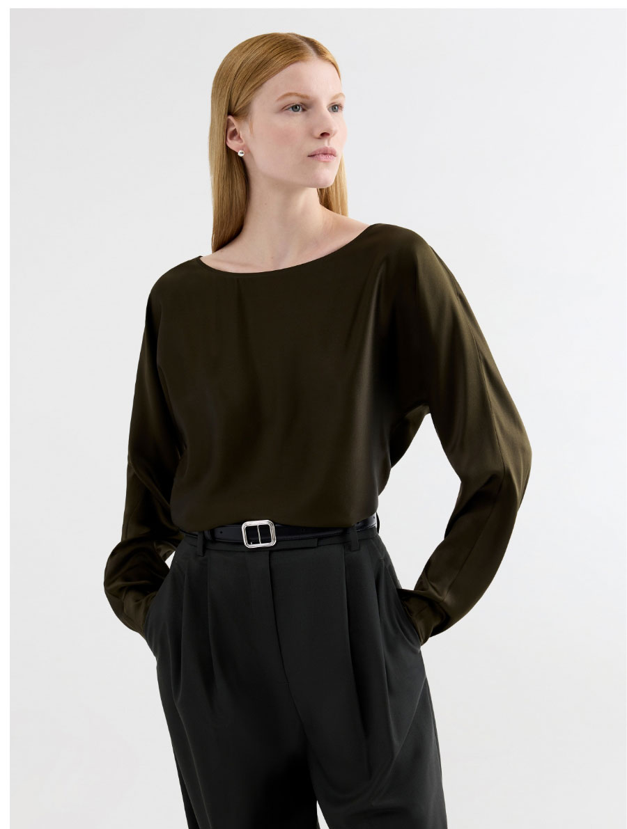 Boatneck Top in Silk Charmeuse