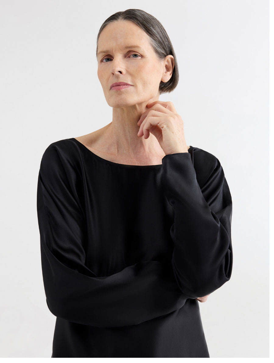 Boatneck Top in Silk Charmeuse
