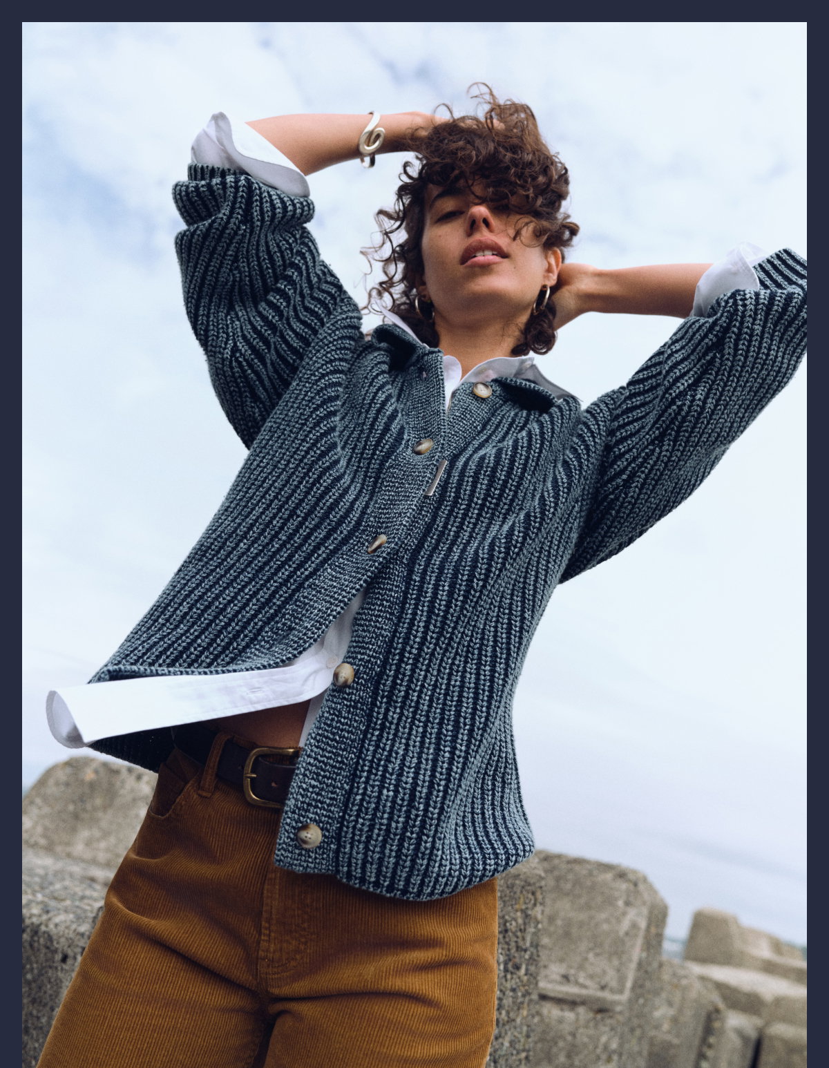 Sunwashed Indigo Cotton Lodge Cardigan