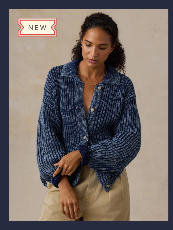Sunwashed Indigo Cotton Lodge Cardigan