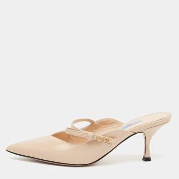 Size 38 Beige Saffiano Leather