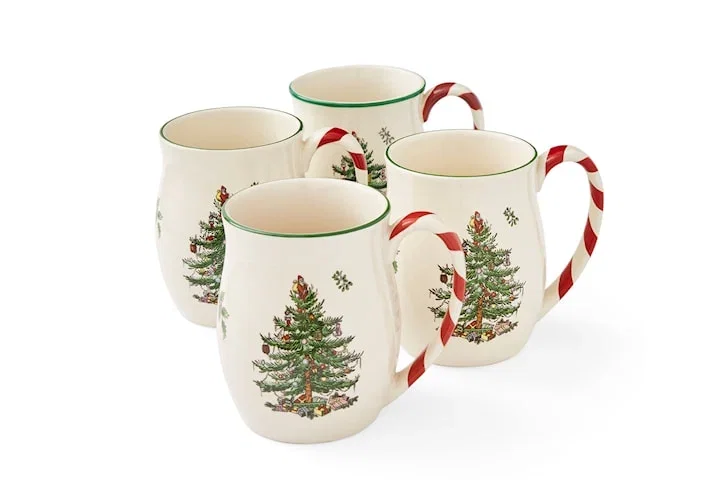 Spode Peppermint julmotiv mugg 4-pack