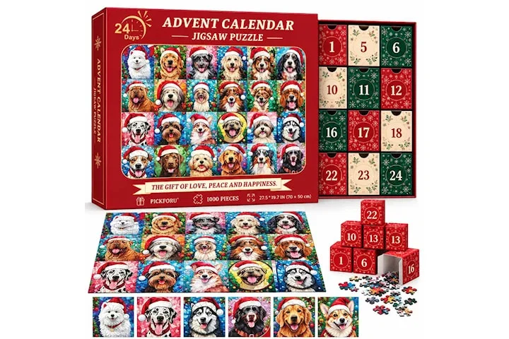 Adventskalender - Pussel 1008 Bitar - Julkalender 2026 - Hund Motiv