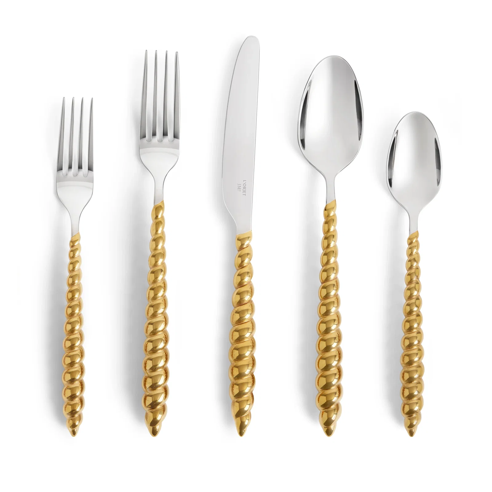 Image of Jessica McCormack Shell Flatware 5-Piece Set - Gold