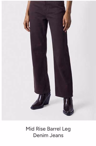 Mid Rise Barrel Leg Denim Jeans