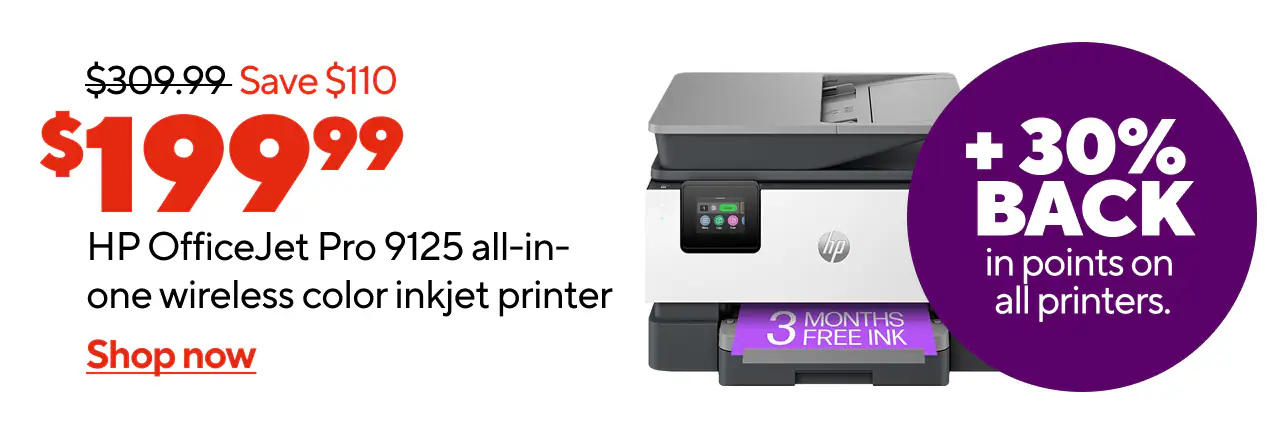 HP Office Jet Pro 9125 $199.99 Save $110